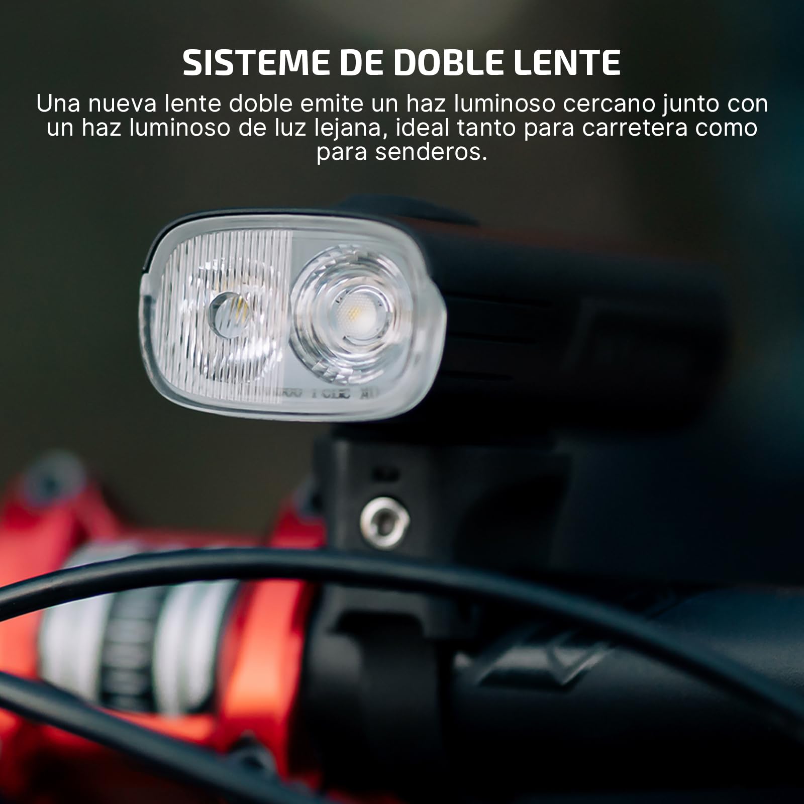 OLIGHT RN 2000 Faro de Bicicleta con Control Remoto Inalámbrico 2000 lúmenes 170 Metros IPX6 Luz del Casco Tipo C Sensor de Choque Carga/Descarga Negro