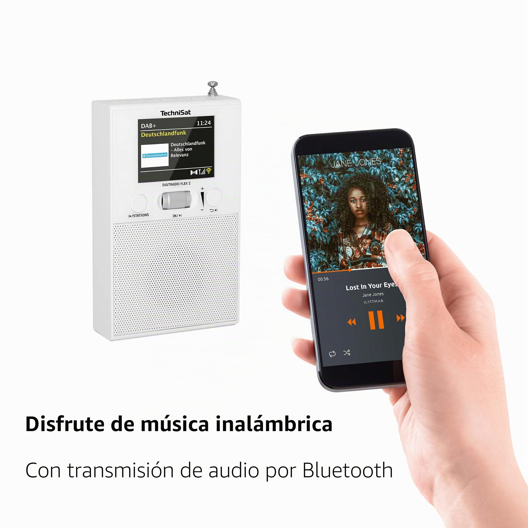 TechniSat DIGITRADIO Flex 2 - Radio Dab con Enchufe (Dab+, Radio FM, Entrada de Audio, transmisión de Audio Bluetooth, Radio Despertador, Memoria de Favoritos), Color Blanco