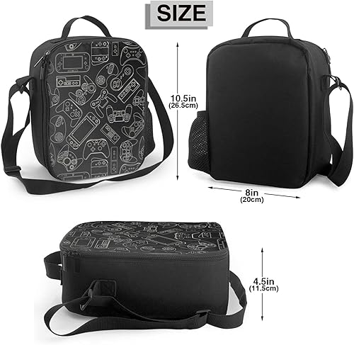 Miniatura 2 de Controlador de videojuegos Fondo negro Bolsa de almuerzo con aislamiento reutilizable Bolsa de almuerzo Caja de almuerzo Contenedor de alimentos