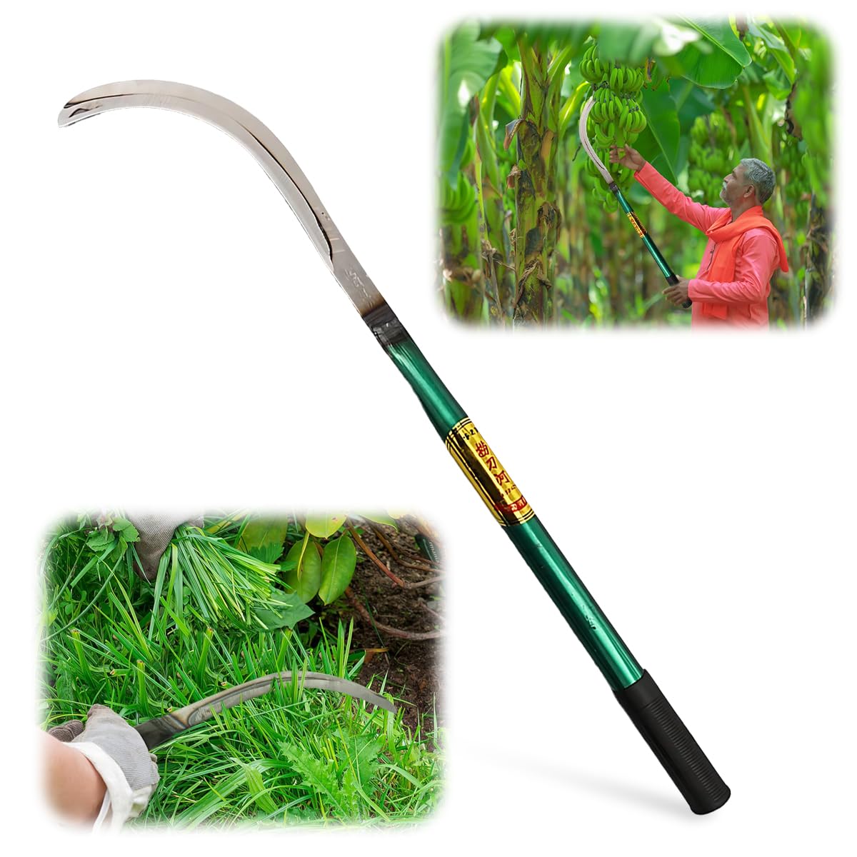 HASTHIP® Sickle Weed Remover Tool - Safety Sickle Garden Tool - Steel Curved Blade Sickle for Cutting Grass with 40CM Long Handle - Hand Weeder Agriculture Tools for Farming Harvesting & Weeding (B0DD38XPK9) Amazon Price History, Amazon Price Tracker