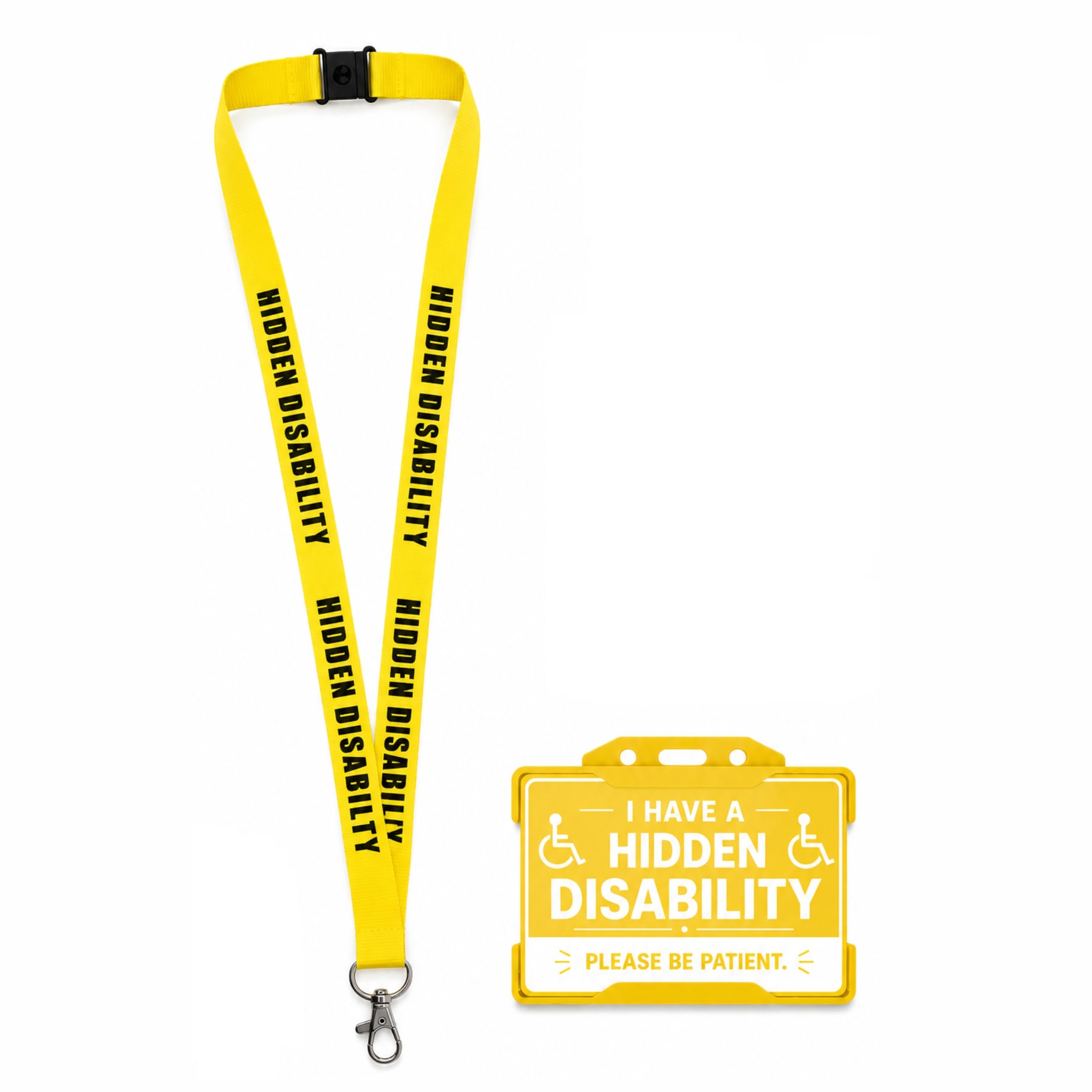 Hidden Disability Lanyard with Matching ID Card and Holder (Yellow)