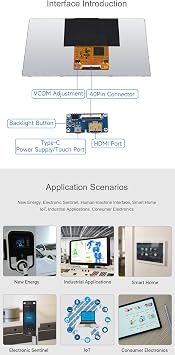 7inch 1024x600 QLED Integrated Display for Raspberry Pi 4B/3B+/3B/2B/B+/A+/Zero/Zero W/WH/Zero 2W and Jetson Nano and Windows PC with Acce Cables (with Touch) @XYGStudy (70H-1024600-QLED-CT-B)