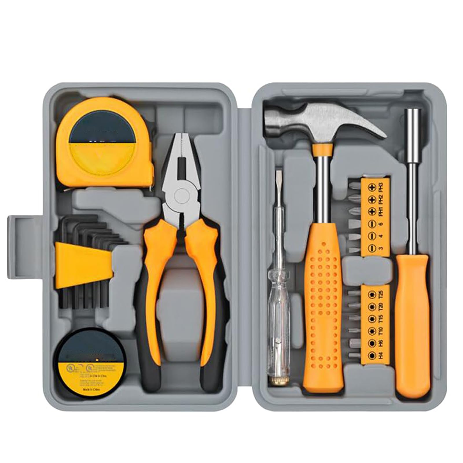 Kit de herramientas de bricolaje de 24 piezas, mini juego de herramientas de mano con alicates, llave, martillo y destornillador para mantenimiento y reparación del hogar y la oficina