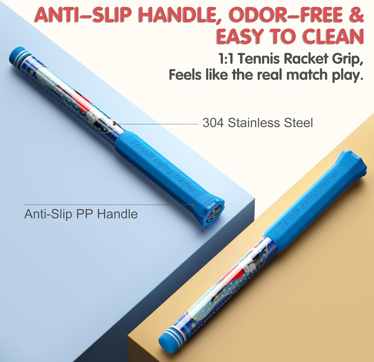 Tennis Power Trainer with Magnetic Resistance, MOOJAY Swing Trainer Sound Feedback for Correct Technique PP Handle, Suitable for Beginners & Pros – Training, Fitness, and Professional Use