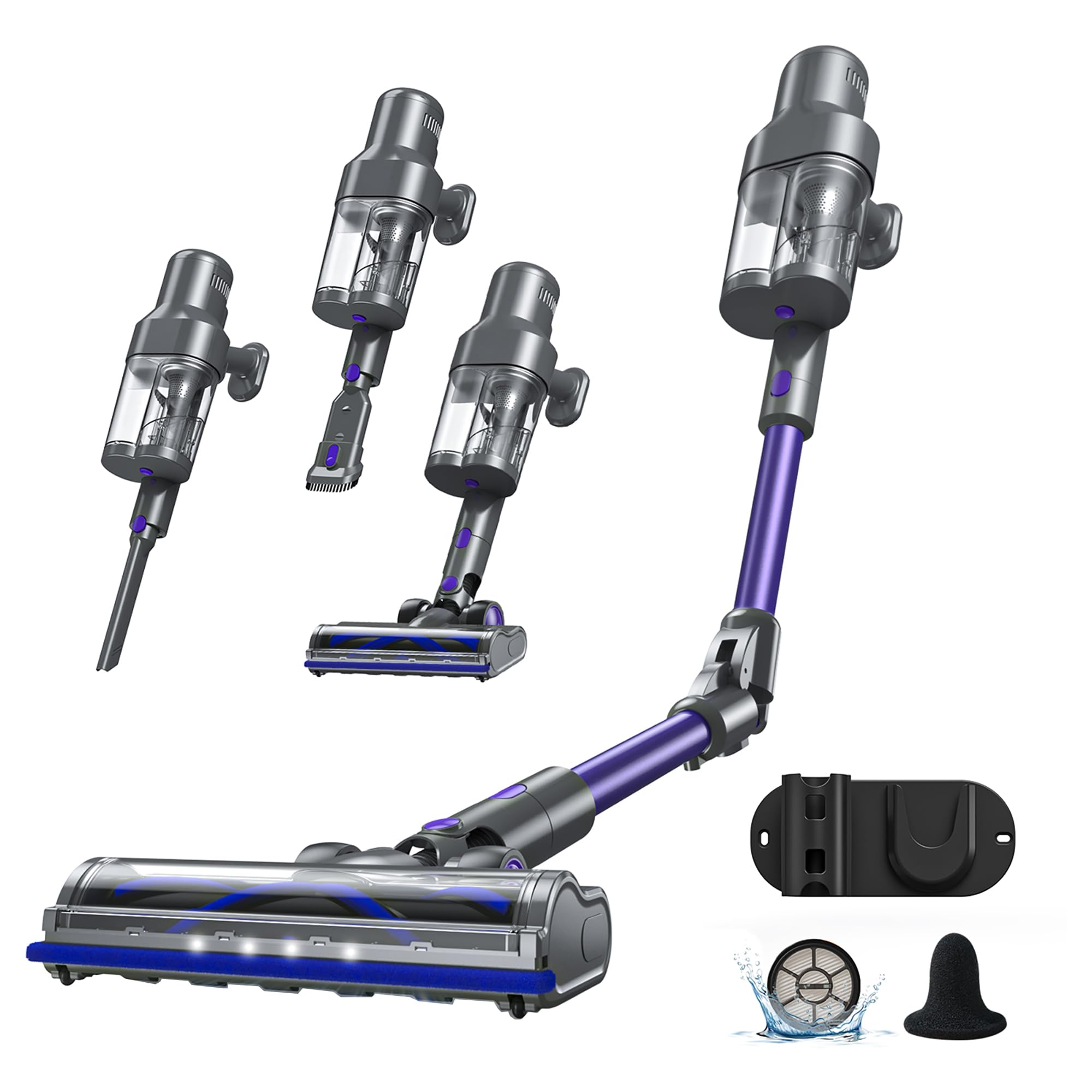 HENMAL 650W 45kPa Cordless Handheld Vacuum,70-Minute Run Time, Powerful Anti-Tangle Brush for Wooden Floors, Carpets & Car Cleaning