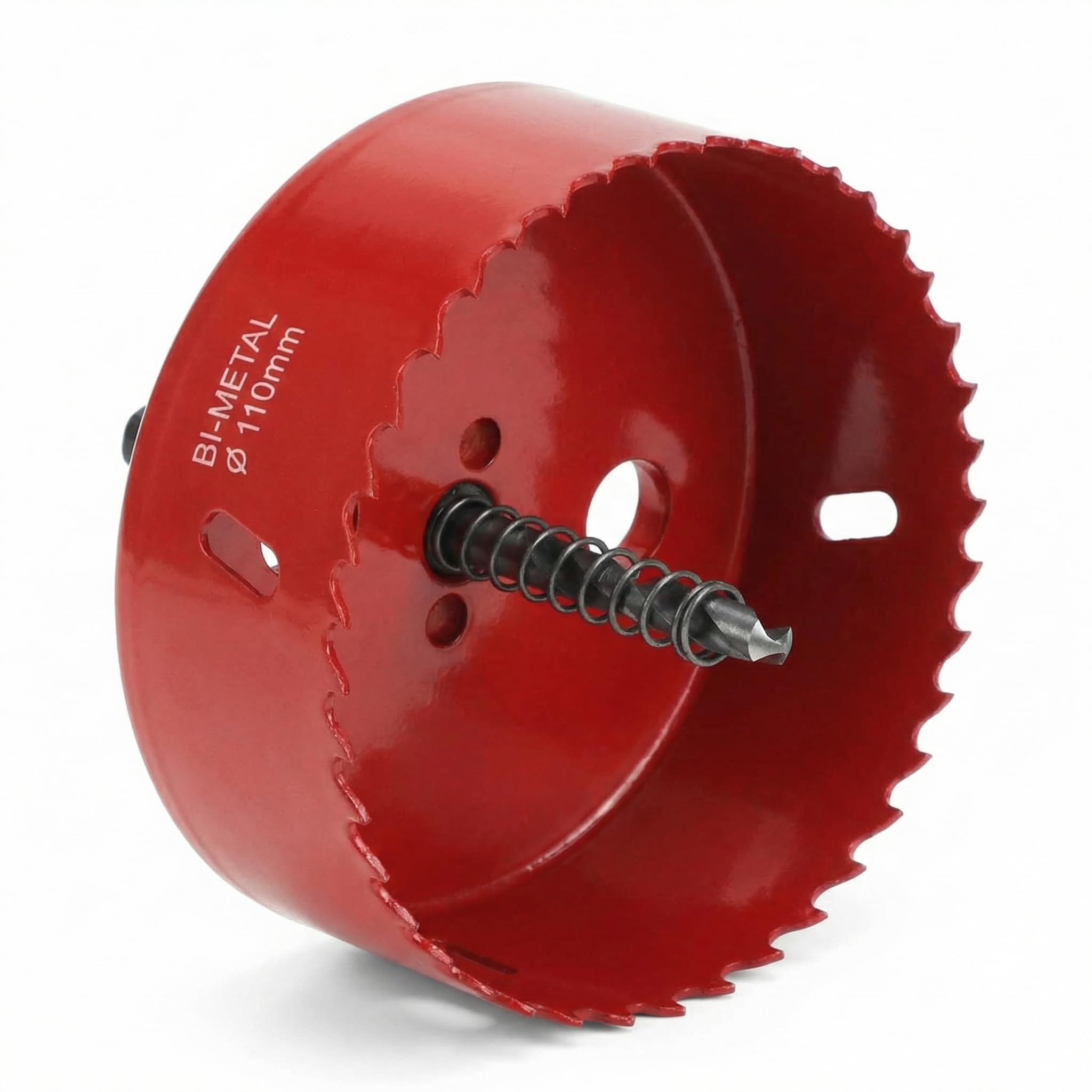 QWORK® Sierra corona 110mm, M42 HSS sierra de agujero bimetálico, con vástago hexagonal y broca para aluminio, hierro y madera