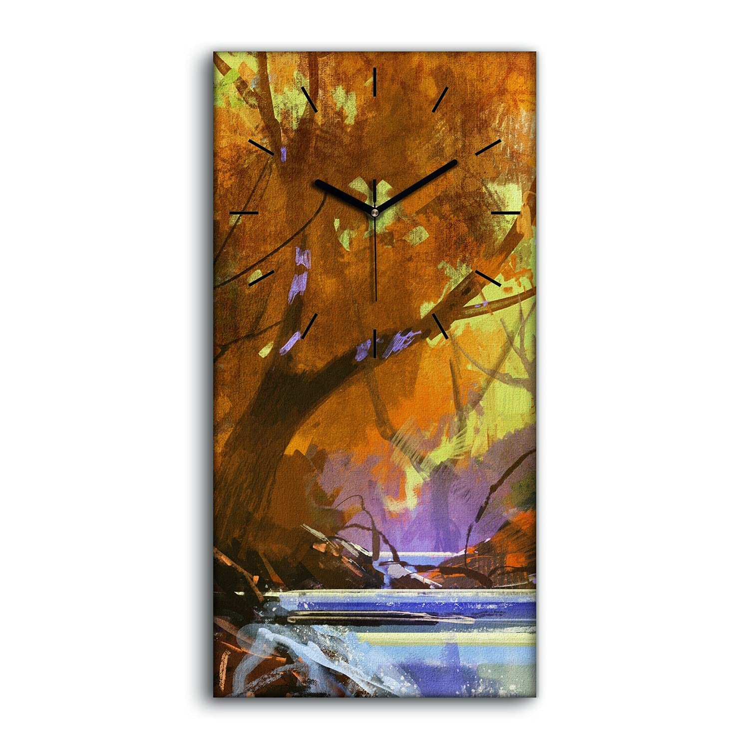 Horloge murale salon chambre 30x60cm nature rivière arbres