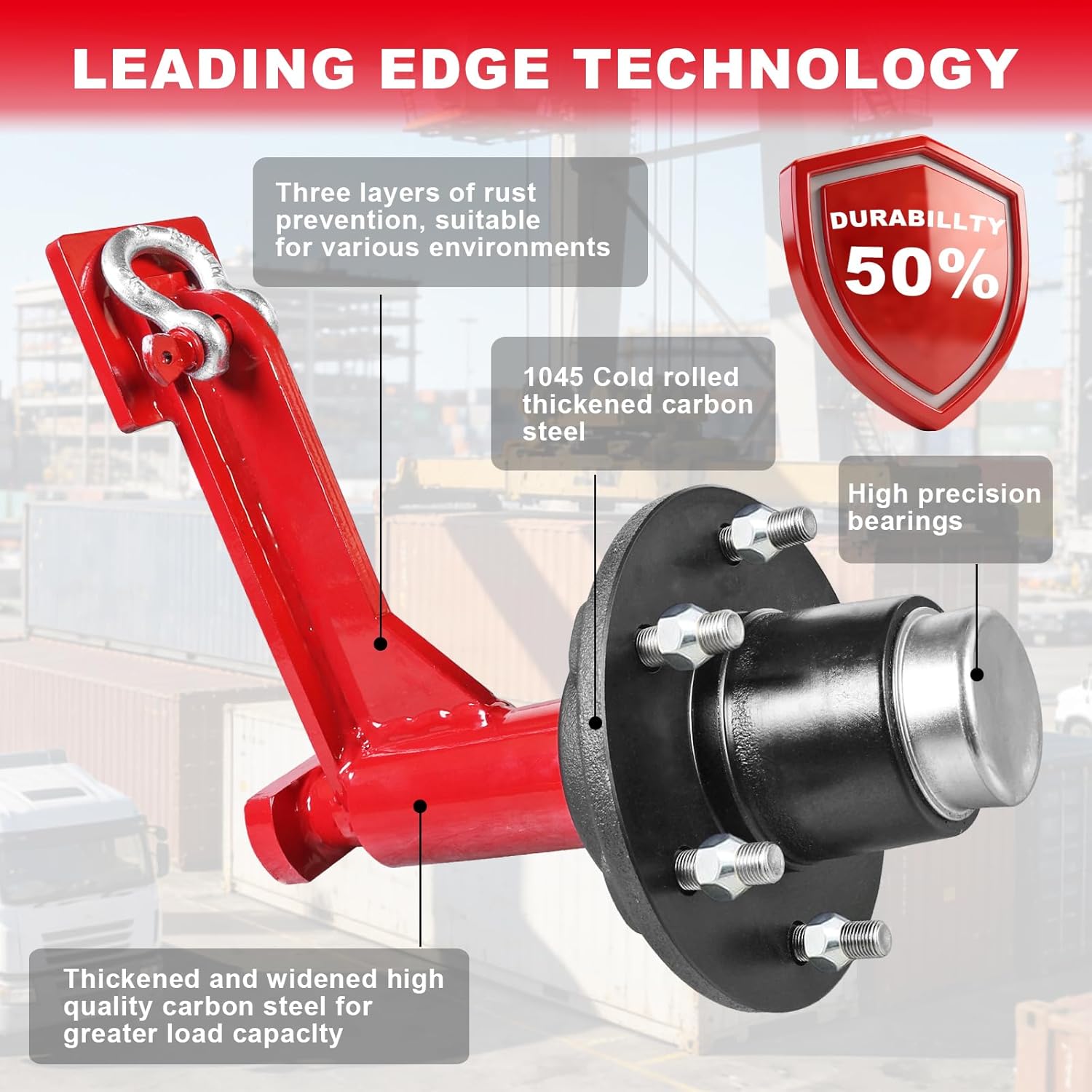 2 Pack Shipping Container Wheels kit with 6 Lug Bolt-On Spindle, Shipping Container Accessory with 8800 lbs Capacity,Heavy-Duty Shipping Container Axles with Ratchet Tie Down-Moves 20ft - 40ft