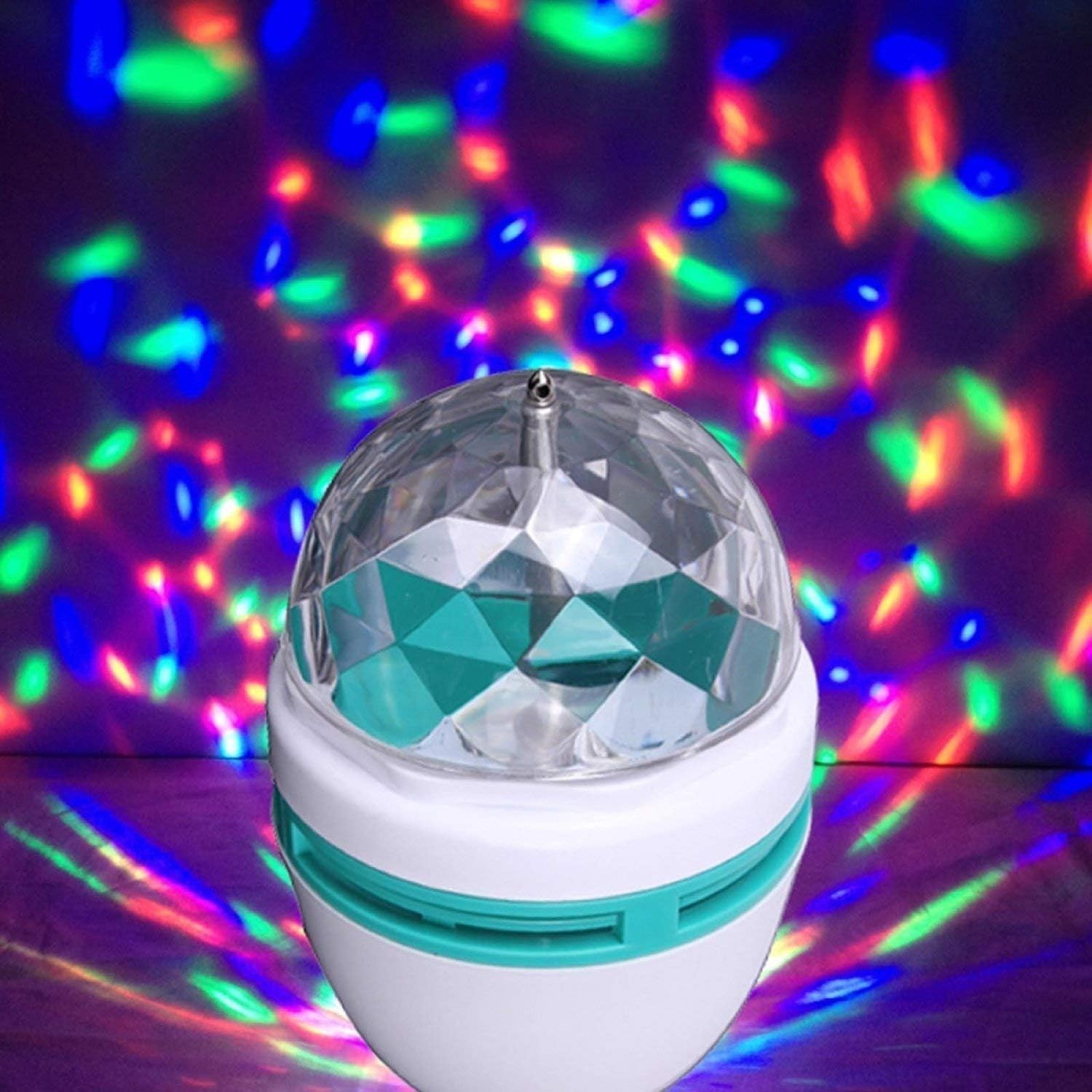 Diamond Craft 360 Degree Rotating Disco LED Bulb Light Lamp for Home Pooja Temple Party Home Diwali Decoration (Multi Colours) Night Light for Kids Bedroom (small pack-pack of 1 led bulb) 1