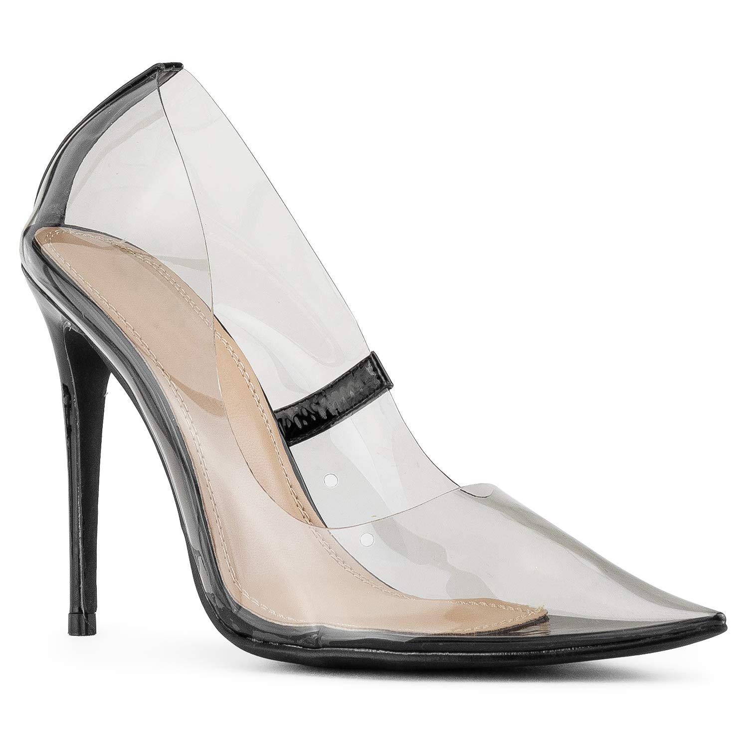 RF ROOM OF FASHION Women's Dressy Transparent Stiletto Heel Pointy Toe Pumps Shoes