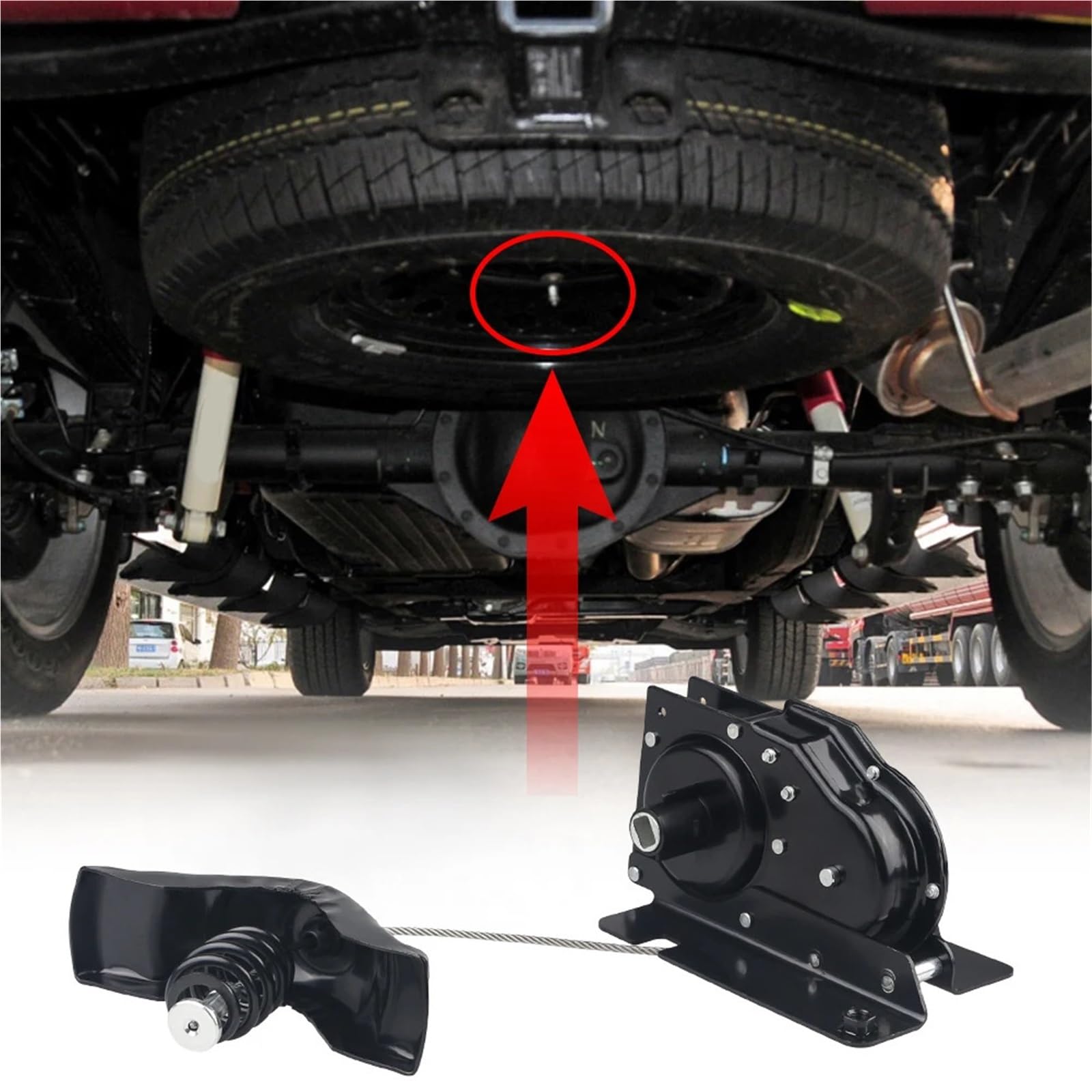 Wyciągarki Wyciągarka tylnego koła zapasowego, wyciągarka koła zapasowego do samochodu ciężarowego, pasująca do Forda F250, F350, F450, F550, 1999-2007 Wyciągarka koła do opon