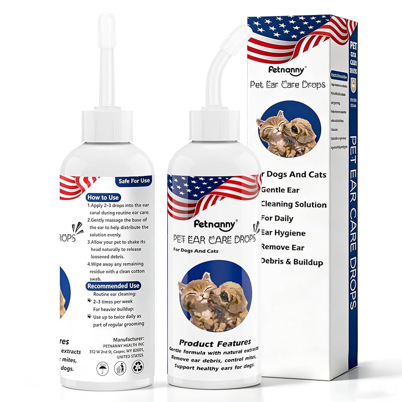 Limpador de Ouvidos para Cães e Gatos PETNANNY com Íons de Prata e Extratos Botânicos, 120 mL