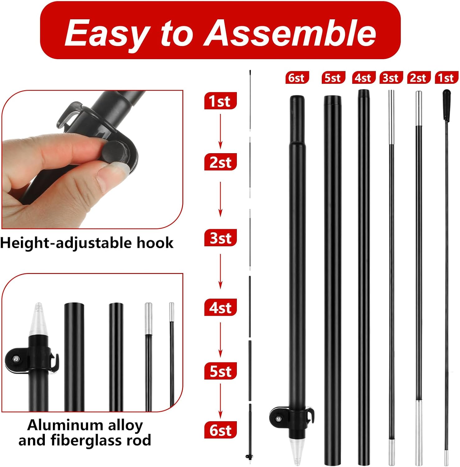 STARVAST Open Feather Flag with Pole and Ground Stake, 7FT Swooper Advertising Banner Sign for Business Storefronts, Shops Outdoor Promotions, Red - Image 4