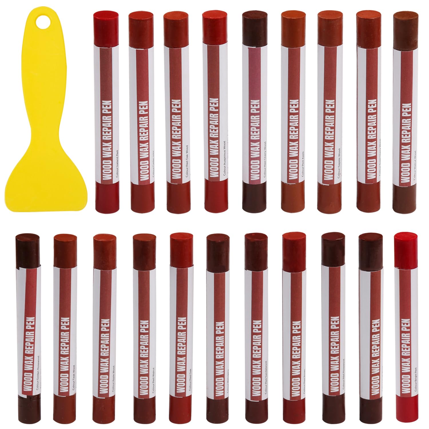 YIEMI Wood Filler Sticks 20 Colors Repair Wax Sticks Kit Furniture Touch Up Crayons for Repairing Scratches Holes Cracks Wood Floor Tables Cabinets Doors Hardwood(Red Series)