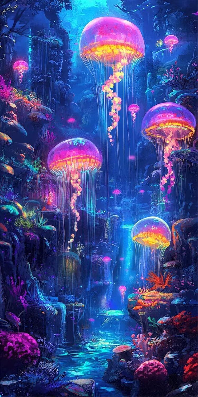 100x200cm Large Paint by Numbers Kit for Adults Colorful Paint by Numbers Jellyfish，Colored Oil Canvas Art Kit with Acrylic Brushes for Home Wall Decor Crafts Man Women Hobbies Girls Gifts KL-1117