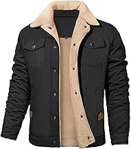 Men's Winter Jacket Lapel Fleece Lined Military Cargo Jacket Slim Fit Warm Combat Jacket 5 Pockets Thermal Jacket Windbreaker Thick M-XXL