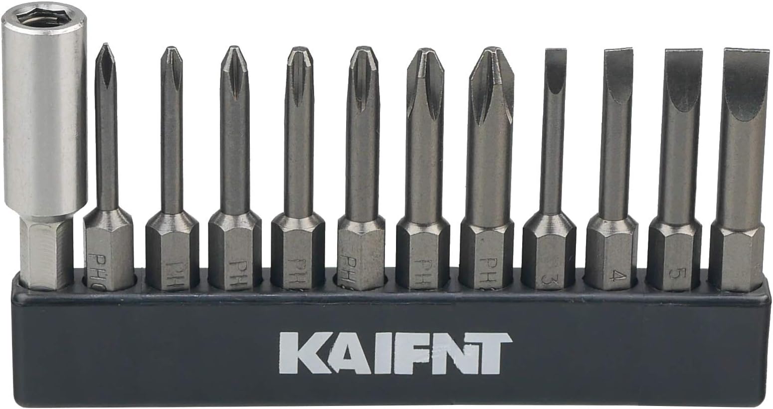 KAIFNTK456 Magnetic Phillips/Slotted Screwdriver Bit Set with Extension Bit Holder, Quick-Change 1/4-Inch Hex Shank, 12-Piece