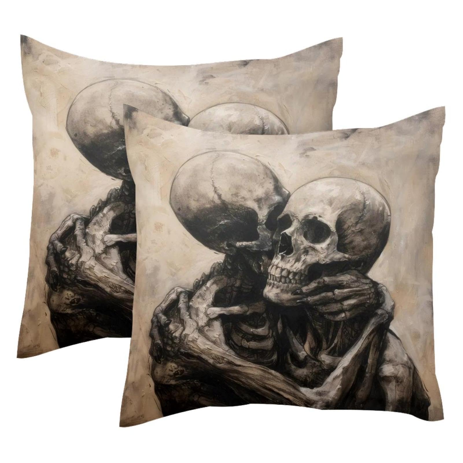 Housses de coussin motif squelette velours 50x50 cm lot de 2 salon design