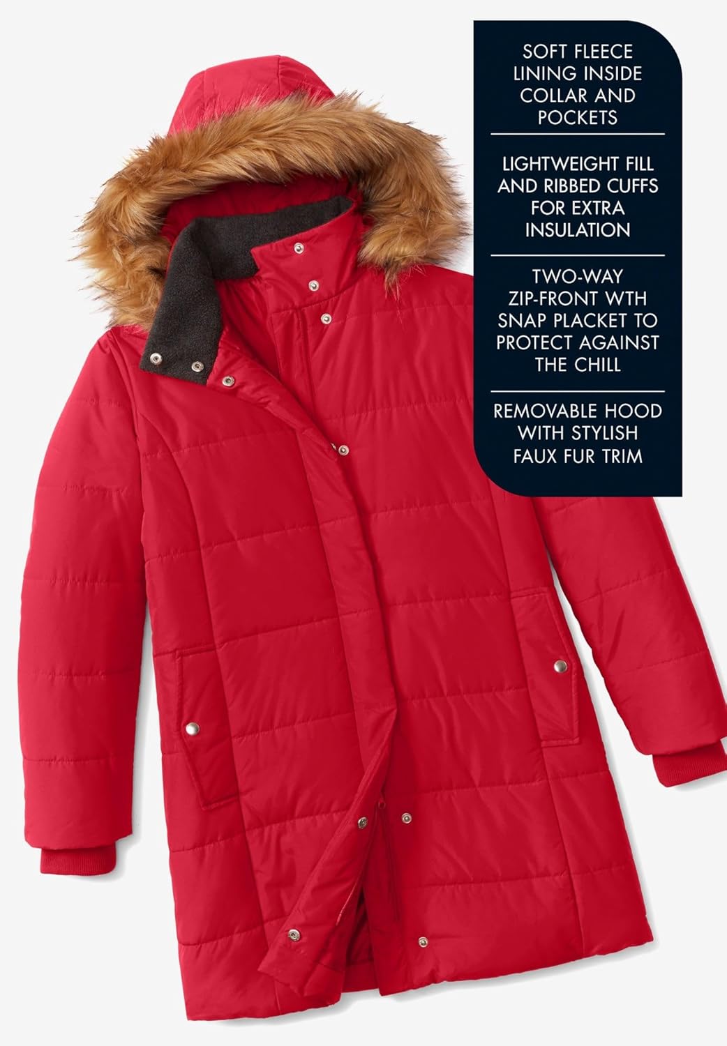 Roaman's Women's Plus Size Classic Length Puffer Coat