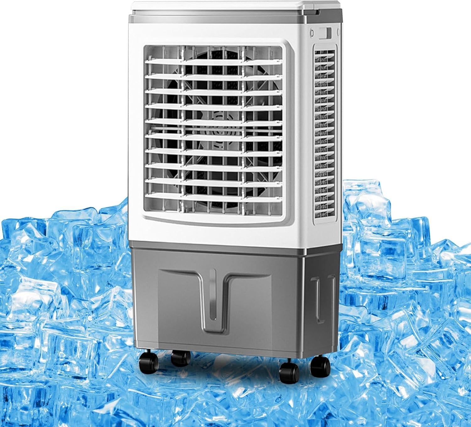 Portable Swamp Cooler - 40L Evaporative Air Conditioner with Remote Control, 7.5H Timer, 3 Speed Settings, Ideal for Rooms, Patios & Garages - Energy Efficient Cooling Fan