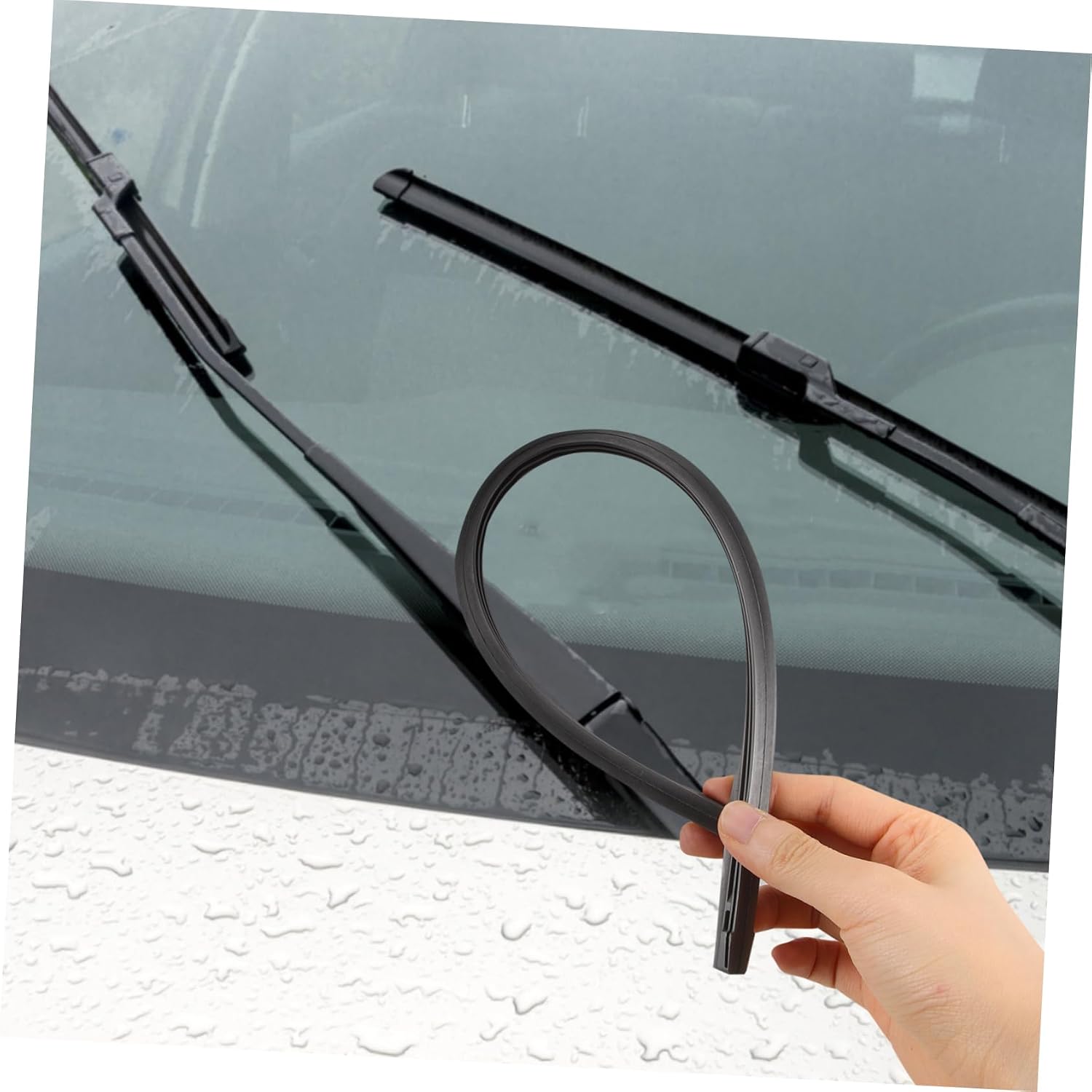 Windshield Wiper Rubber Refill Set Universal Replacement for Car Wipers Sturdy and Waterproof 2-Piece Pack