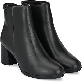 Delize Off White and Grey Women, Reptile Print Leather, mid Heel Plain Ankle Boots