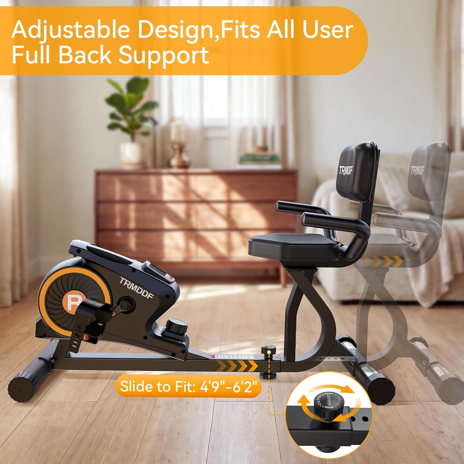 Recumbent Exercise Bike for Home Use, Magnetic Stationary Bike with Soft Padded Seat for Seniors & Adults, Indoor Cycling Bike with 16-Level Quiet Resistance, LCD Monitor, 400LB Capacity, Easy Assembly