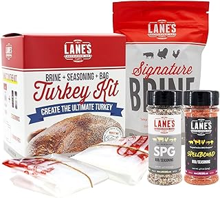 Lane's Ultimate Turkey Brine Kit with Bag - Includes 20 oz Signature Turkey Brine, SPG Seasoning, Spellbound Rub, and 2 XL Brining Bags - For Tender & Flavorful Meat - Gluten-Free, No MSG, Made in USA