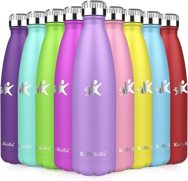 KollyKolla Stainless Steel Water Bottle 750ml, Insulated Water Bottle, Hot Water Flask, Leakproof Sports Water Bottle, Bpa Free Drinks Bottle, Metal Drinking Bottles for Adults, Men, Women, Gym, Yoga