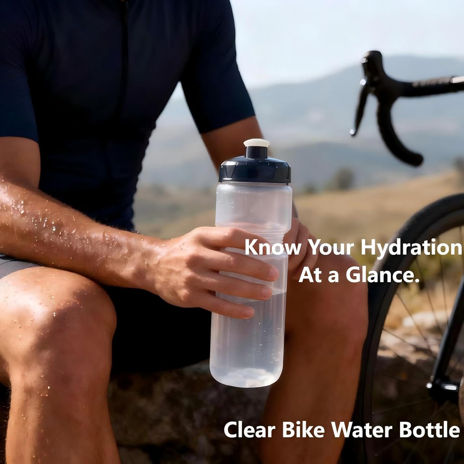 Squeeze Sport Water Bottle, 24oz Leak-Proof BPA-Free Cycling Water Bottles, Suitable for Cycling Gym Hiking Outdoor Sports.(clear)………