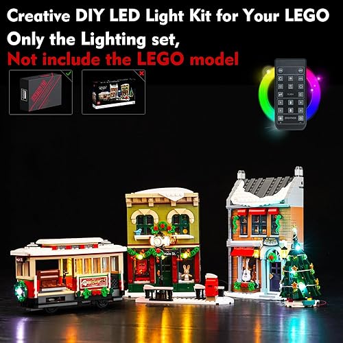 Miniatura 6 de Kit de luces LED para Lego Holiday Main Street 10308, control remoto mejorado, juego de iluminación creativo, accesorios compatibles con Lego 10308