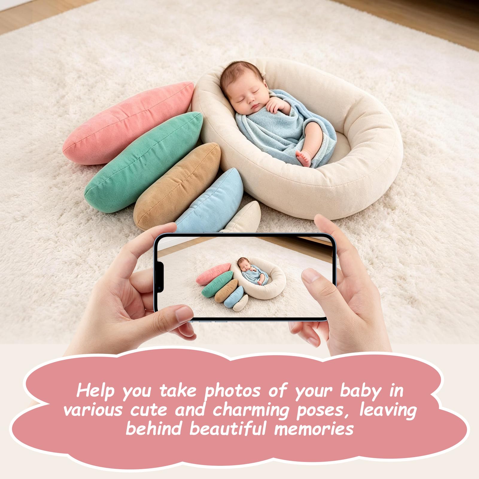 Saut-né pour Nouveau-né La Photographie Posant Un Oreiller Charmant Bel Baby Oreiller Ensemble de Photographies Respirantes Douces Accessoires pour Les Bébés Photographie