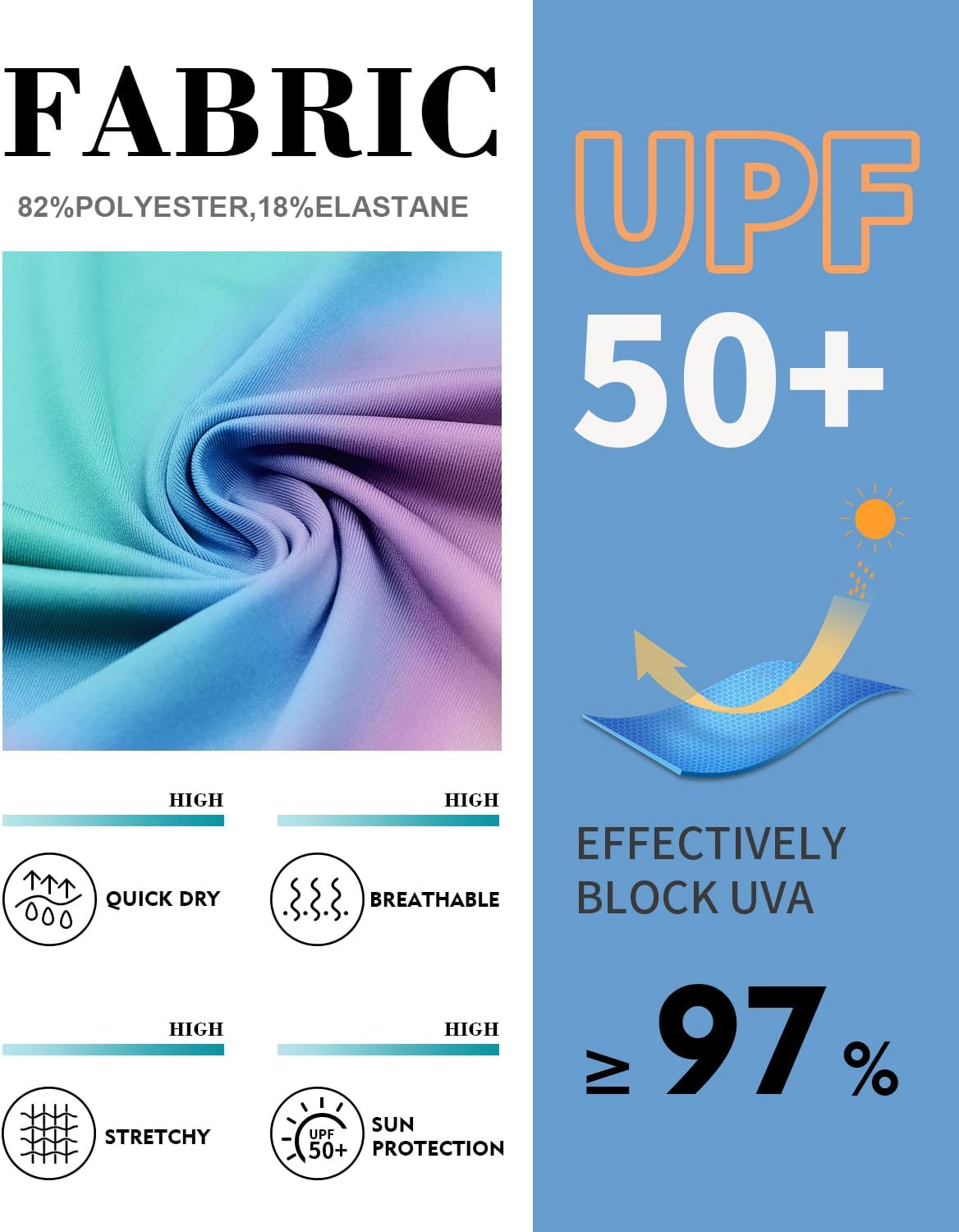 Soneven Women 3/4 Sleeve Rash Guard 1/4 Zip Swim Shirts UPF 50+ Sun Protection Swimsuit Top No Bottom - Image 5