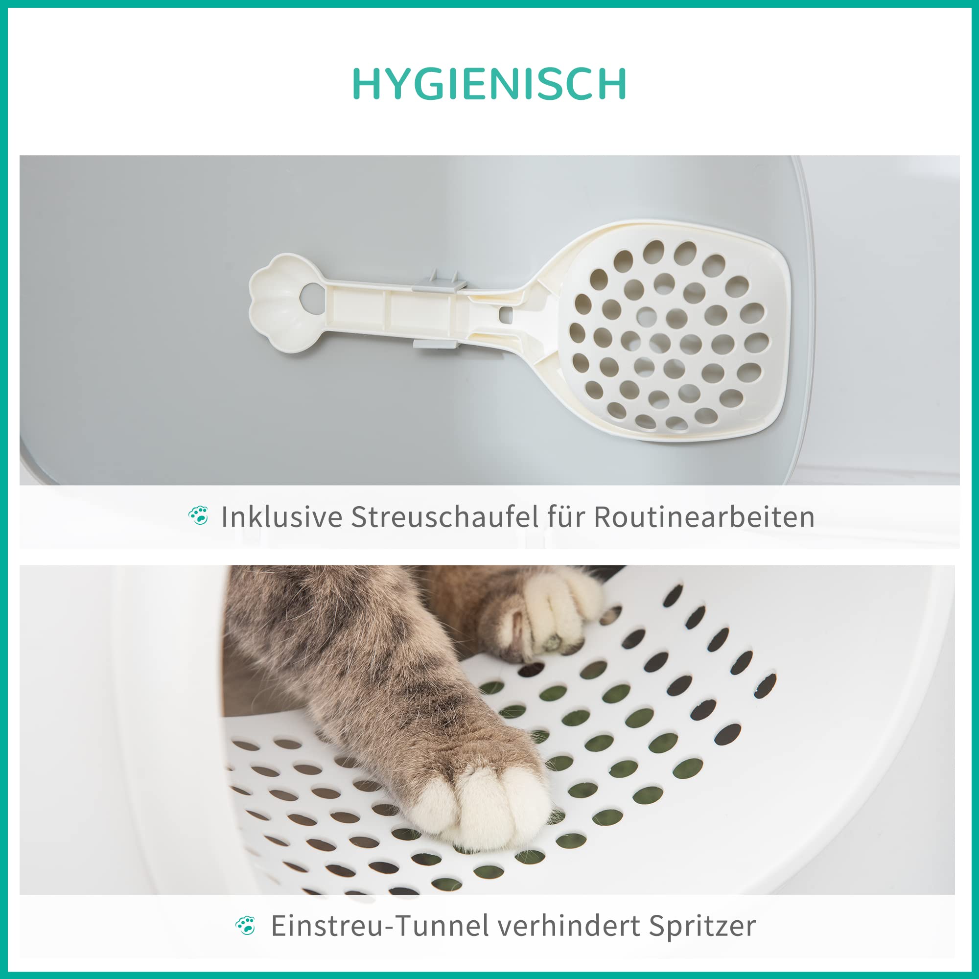 Katzklo Cat -toilet Voor Katten Tot 5 Kg Met Een Kap En Deksel Roosterplastic Wit 55 X 40 X 39 Cm