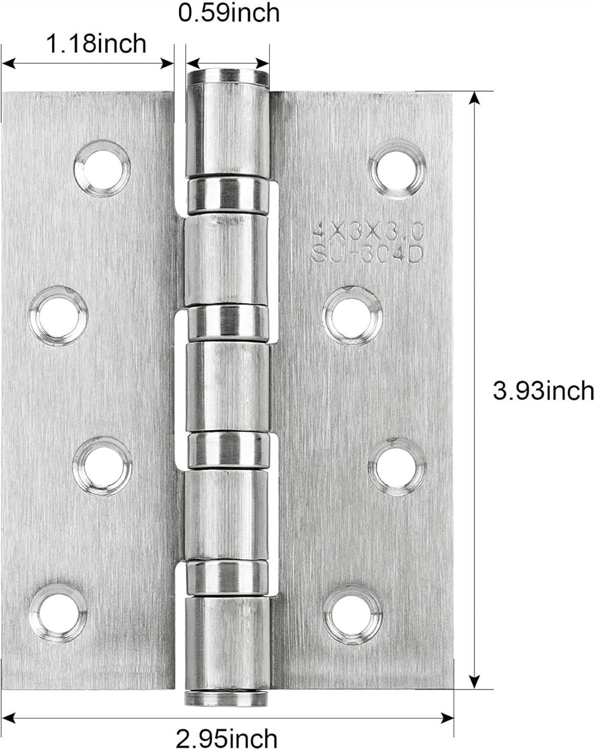 4x3 Inches 4Pack Small Door Hinges Perforated Stainless Steel Daquan Cabinet Loose-Leaf Welding for Doors and Windows