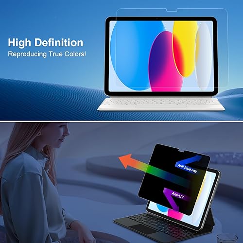 Miniatura 4 de ZOEGAA Protector de pantalla de privacidad para iPad A16 de 10.9 pulgadas11 pulgadas 20222025 de 1110 generación, antiluz azul y deslumbramiento,