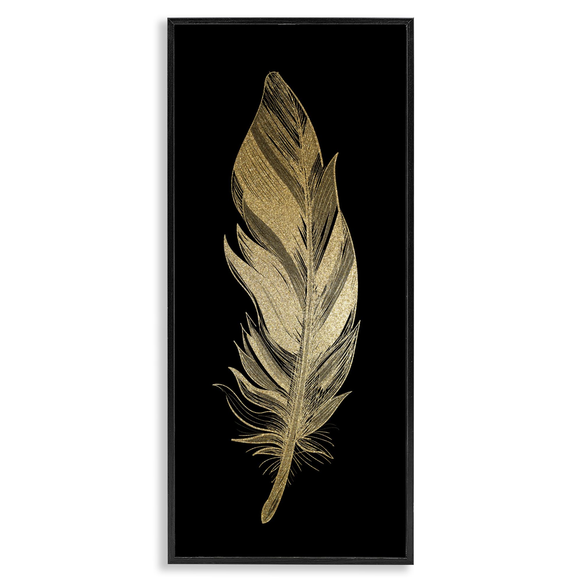 Stupell Industries Glam Lined Feather Black Framed Giclee Art, design by Kim Allen, 30 x 13