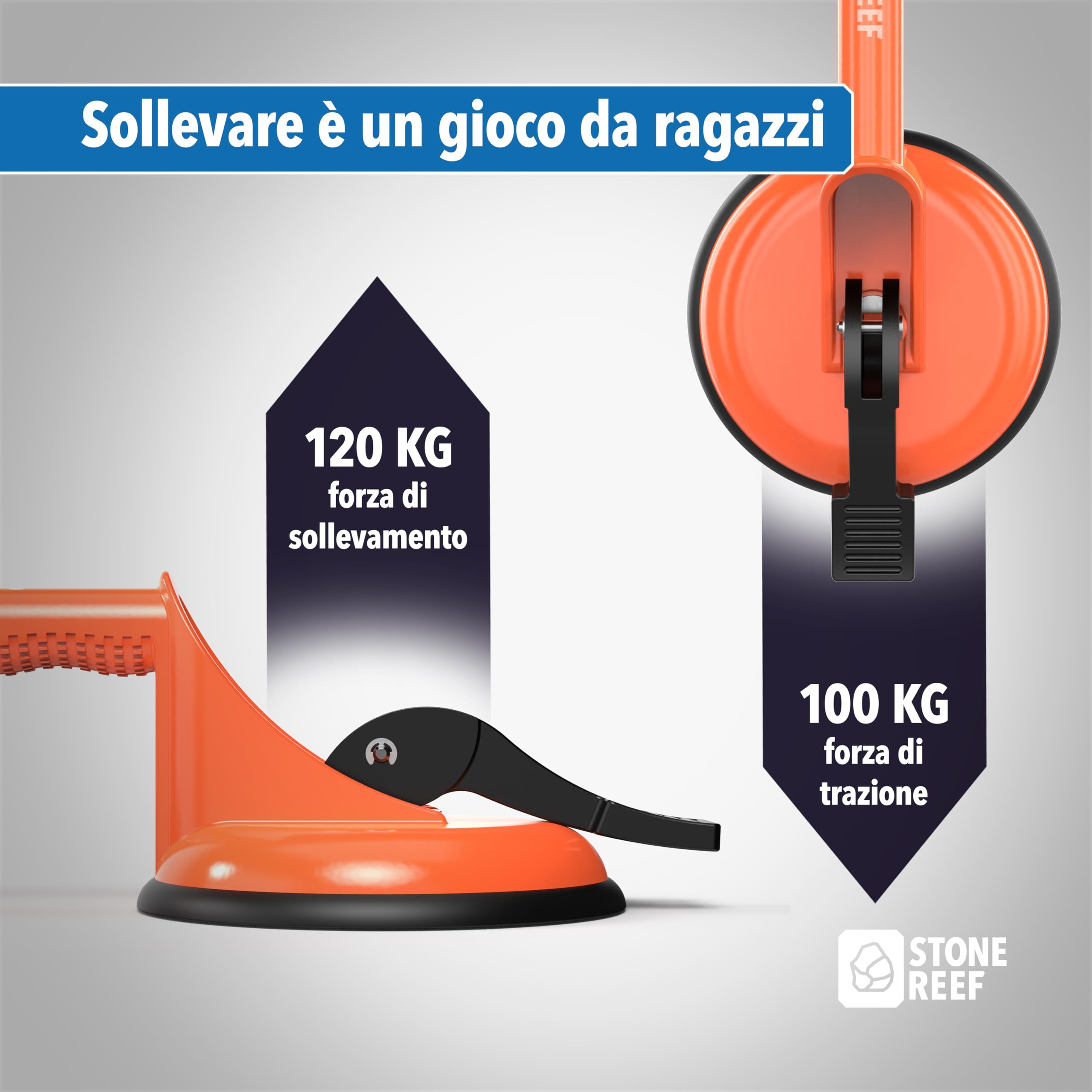 Sollevatore a ventosa Heavy Duty (confezione da 2) – 100 kg sollevatore sottovuoto in alluminio – Sollevatore professionale per piastrelle, vetro, terrazze, laminato e dischi – Utensili per