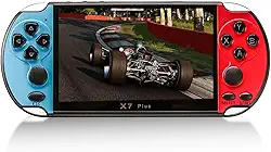 Console de Videogame X7 Plus de 5.1 Polegadas Jogadores de Videogame Portáteis Double Ro Er 8Gb de Memória Integ Da 1000 Games Mp5 Controle de vídeo game Azul Vermelho