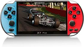 Console de Videogame X7 Plus de 5.1 Polegadas Jogadores de Videogame Portáteis Double Ro Er 8Gb de Memória Integ Da 1000 Games Mp5 Controle de vídeo game Azul Vermelho