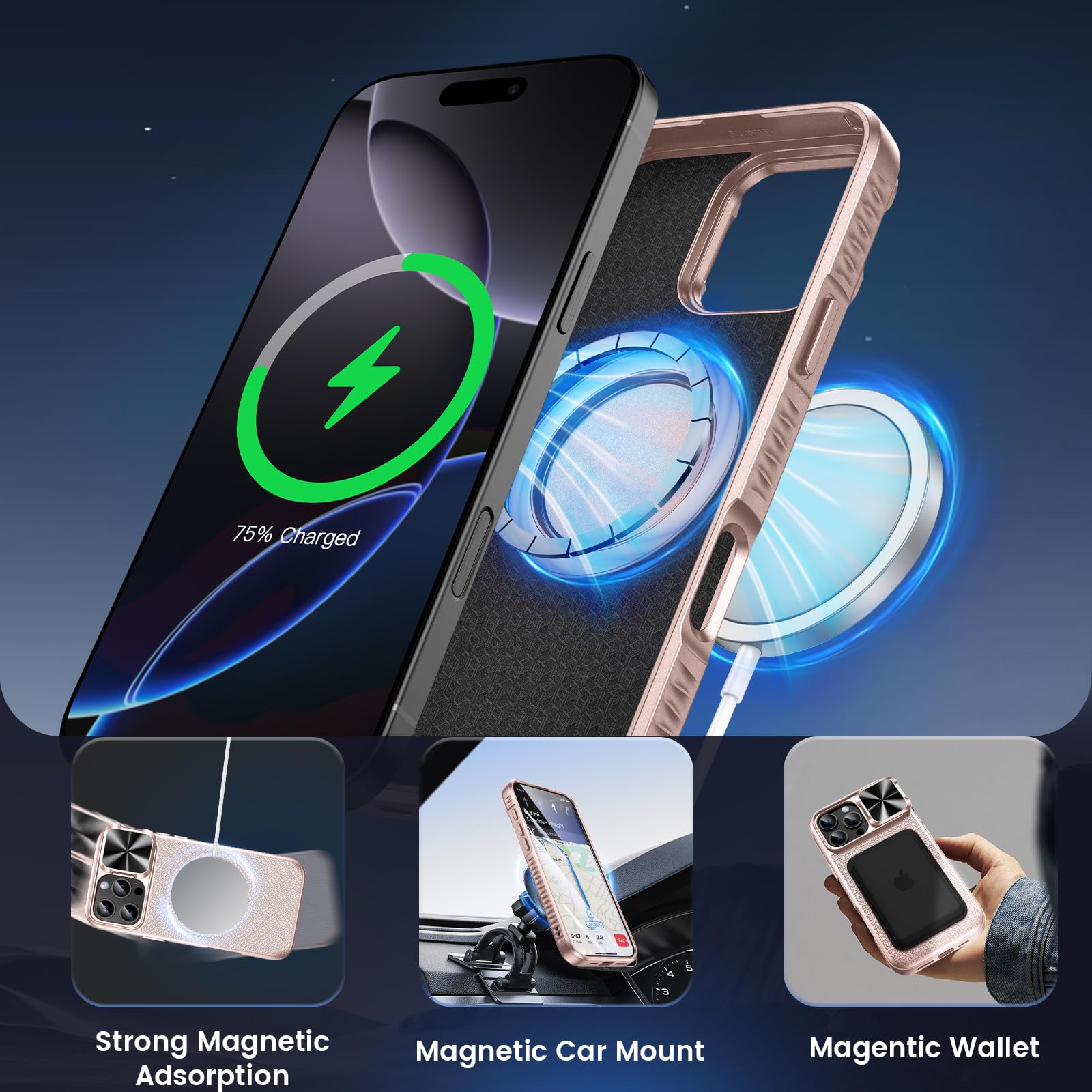 ANTSHARE Coque Pour IPhone 16 Pro Étanche Antichoc,360 Degres Incassable Militaire Rigide Intégrale Case,IP68 Waterproof Antipoussière [avec Protection Camera+Écran] Coque Etanche IPhone 16 Pro(6,3