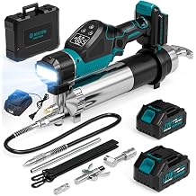 15000 PSI Electric Grease Gun, Brushless Motor, 2X 4.0Ah Batteries | Cordless Grease Gun with 39.4" Flexible Hose & 4 Couplers for Heavy Equipment, Tractors & RVs