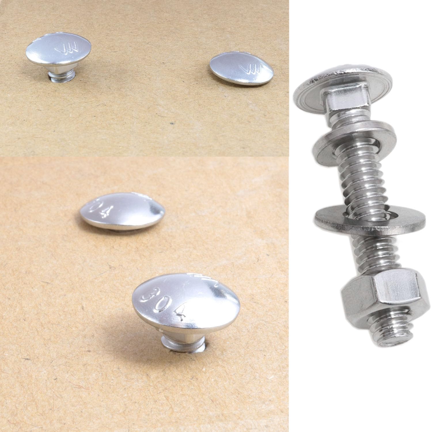 Stainless Steel 18-8 Full Thread Coverage 1/4-20 x1-1/2 Carriage Bolts and Nuts Kit Square Bolt T Slot Bolts Head Bolts Header Bolts Hexagon Nut Spring Washer and Flat Washer Silver 10 Set