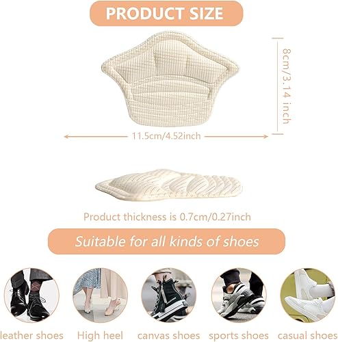 Miniatura 2 de 4 pares de protectores de talón para zapatos, inserciones de cojín en la parte posterior del talón, zapatos sueltos demasiado grandes, protectores