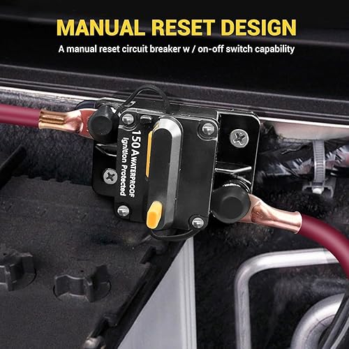 Miniatura 3 de Disyuntor marino impermeable de 150 amperios con reinicio manual para batería de audio estéreo de automóvil, motores de arrastre, barco, ATV,
