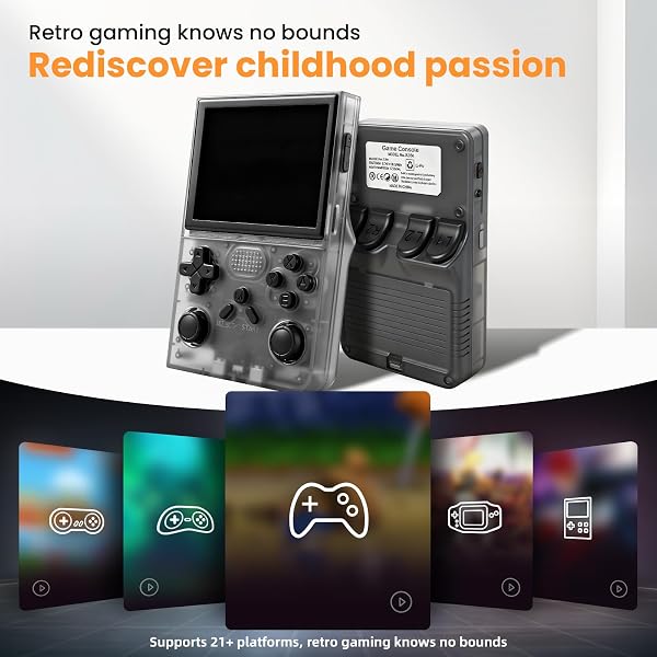 Portable Retro Game Console, Improved Version, 3.5 Inch IPS Screen, Video Player, 64 GB TF Card, Over 30000 Games, Retro Handheld Game Console with Open Source Linux System, Yellow - 4