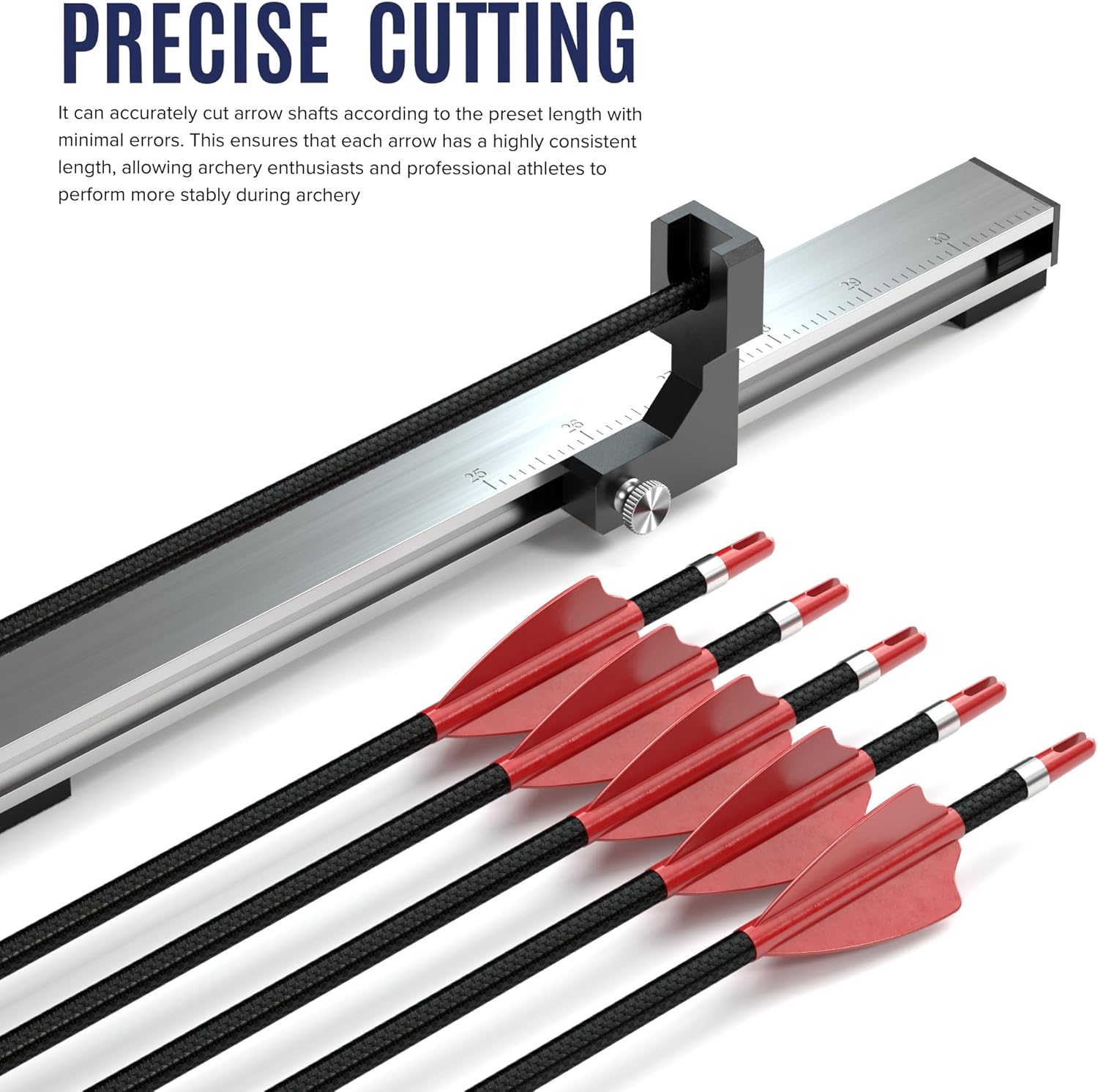 Electric Arrow Saw, Carbon Arrow Cutter with 2x Resin Saw Blade, Adjustable 4.3”-32” Archery Arrow Cutting Saw Tool with Precision Scale, Dust Cover, Aluminum Alloy Arrow Saw