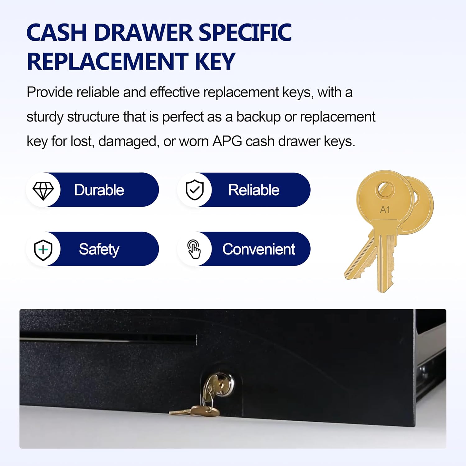 PK-8K-A1 for APG Cash Drawer Replacement Key Set - 2 Keys for A1