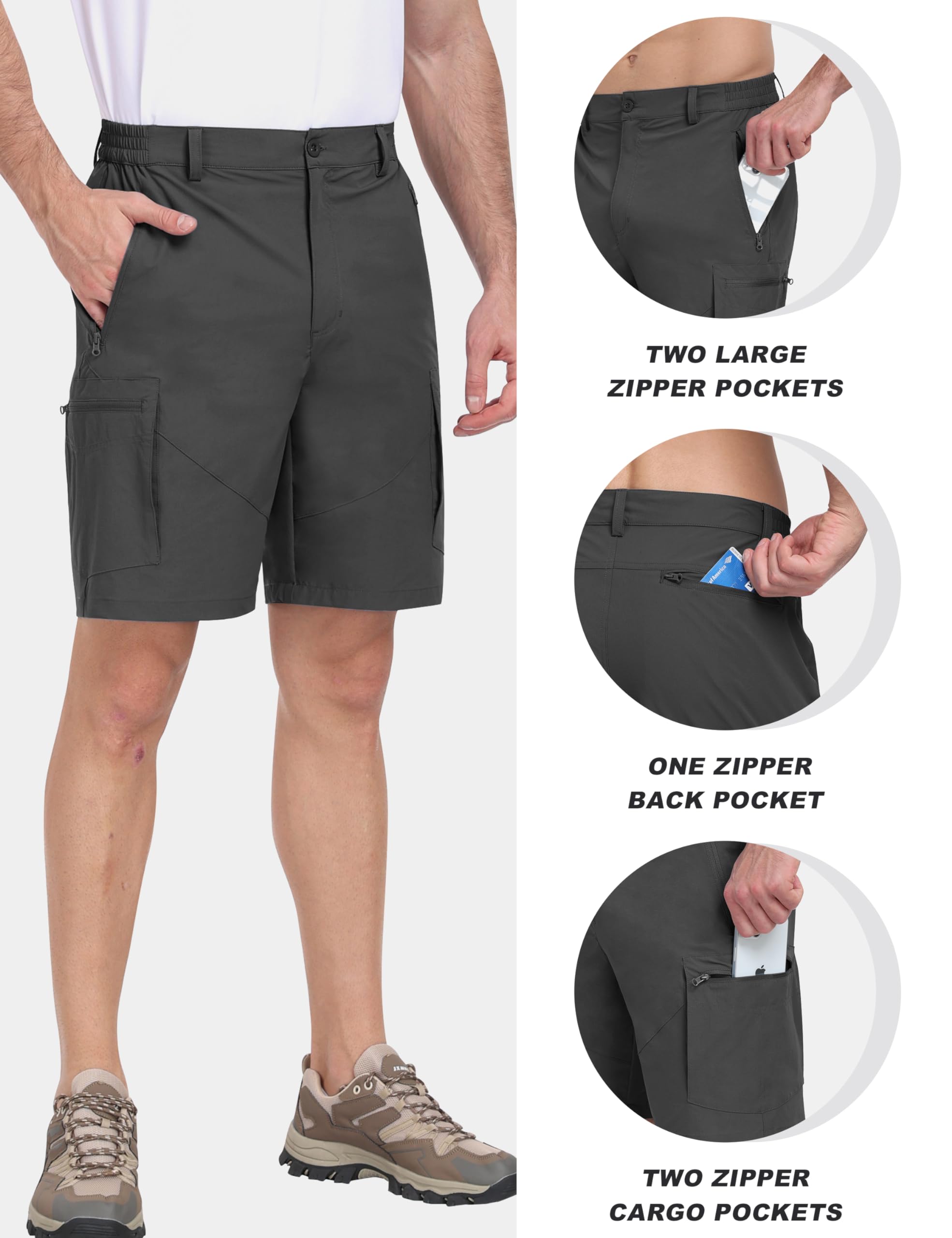 MoFiz Pantalones Cortos Cargo Hombre Pantalones Cortos de Senderismo Pantalones Cortos de Golf Deportivos Bermudas Ligero Secado rápido Exterior Pantalones Cortos con 5 Bolsillos