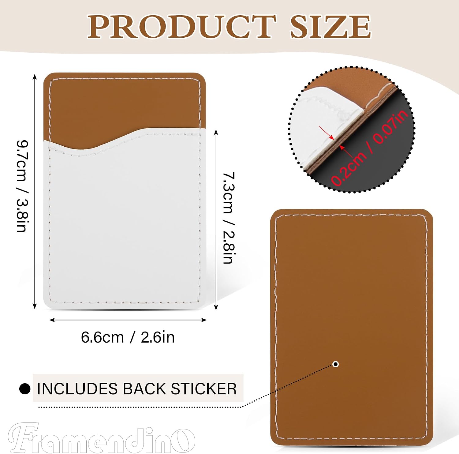 Framendino, 20 Pack Card Holders Leather Phone Back Pockets Stick Sleeves for DIY Craft (4 Colors 2)